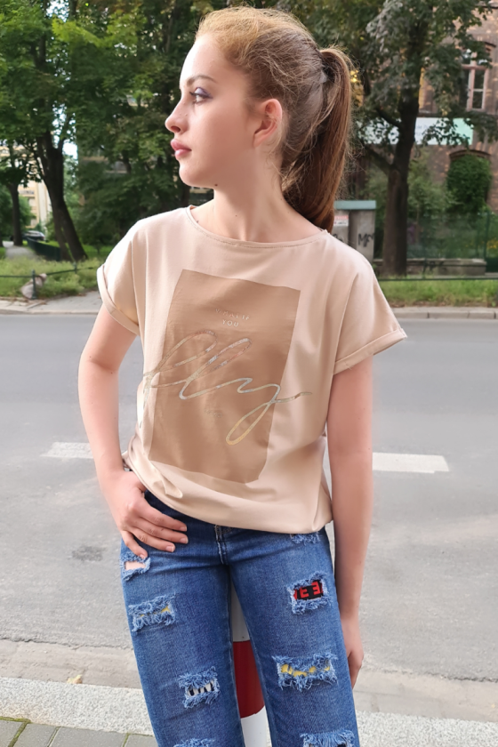T-shirt Fly Beżowy