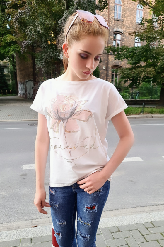 T-shirt Forever Róża Kremowy