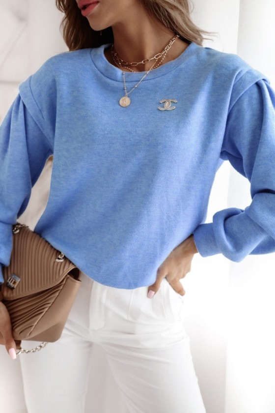 Sweter Marszczony Porto Niebieski
