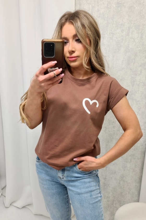 T-shirt Heart Czekoladowy Brązowy